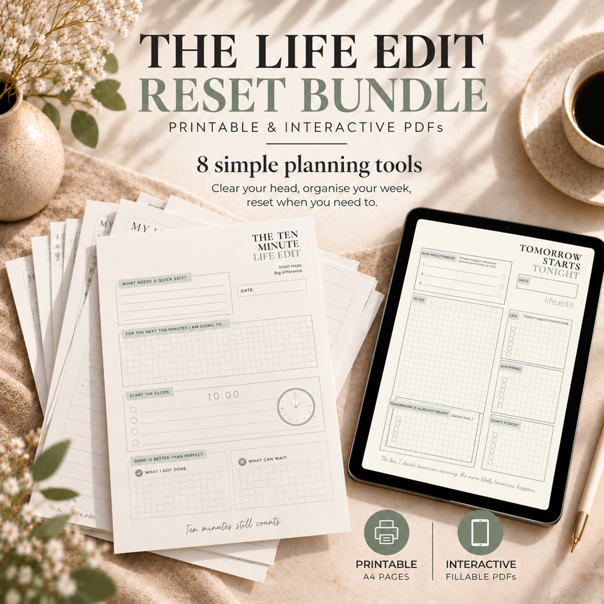 The Life Edit Reset Bundle | Printable & Interactive PDFs