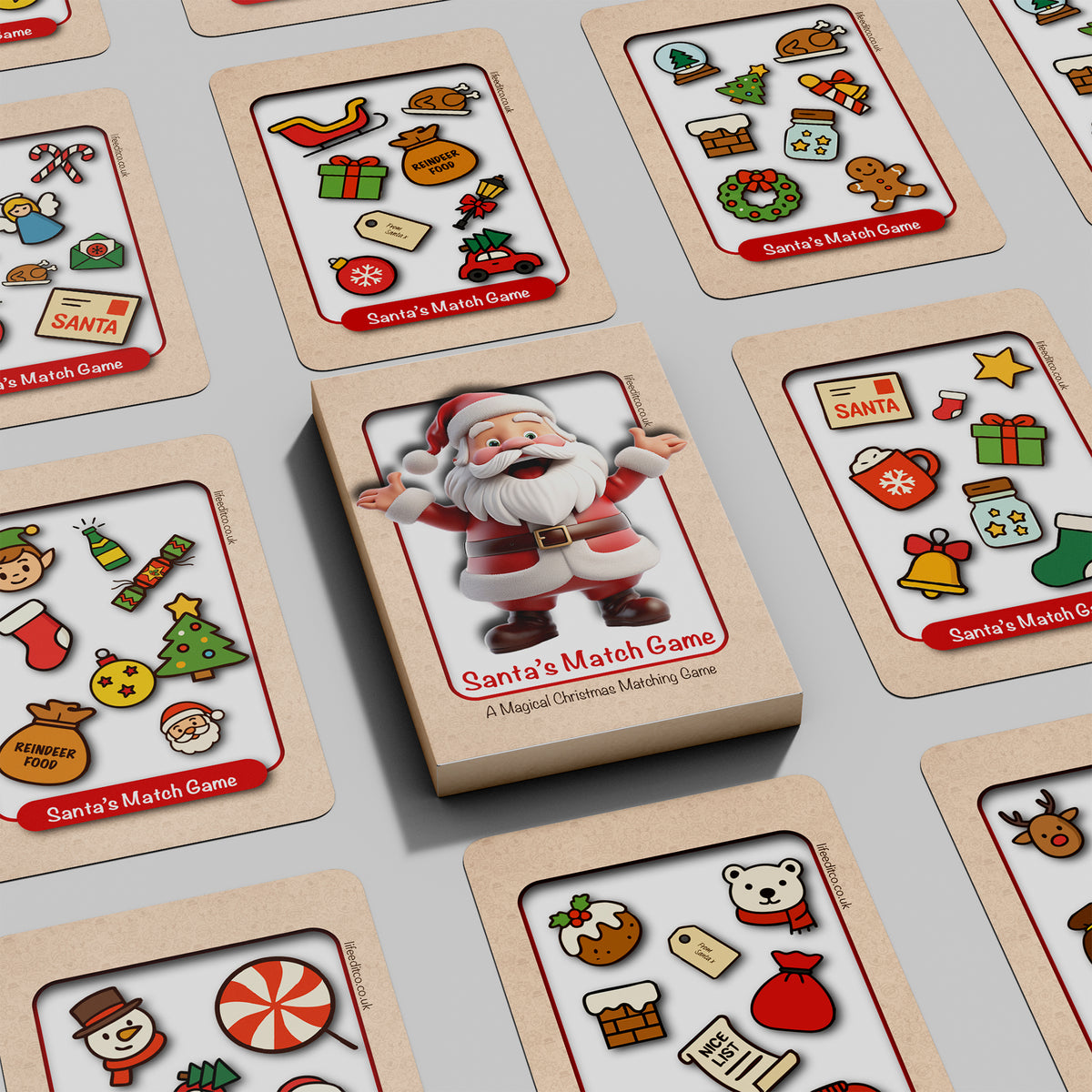 Santa's Match Game | Christmas Matching Card Game | Instant PDF Download
