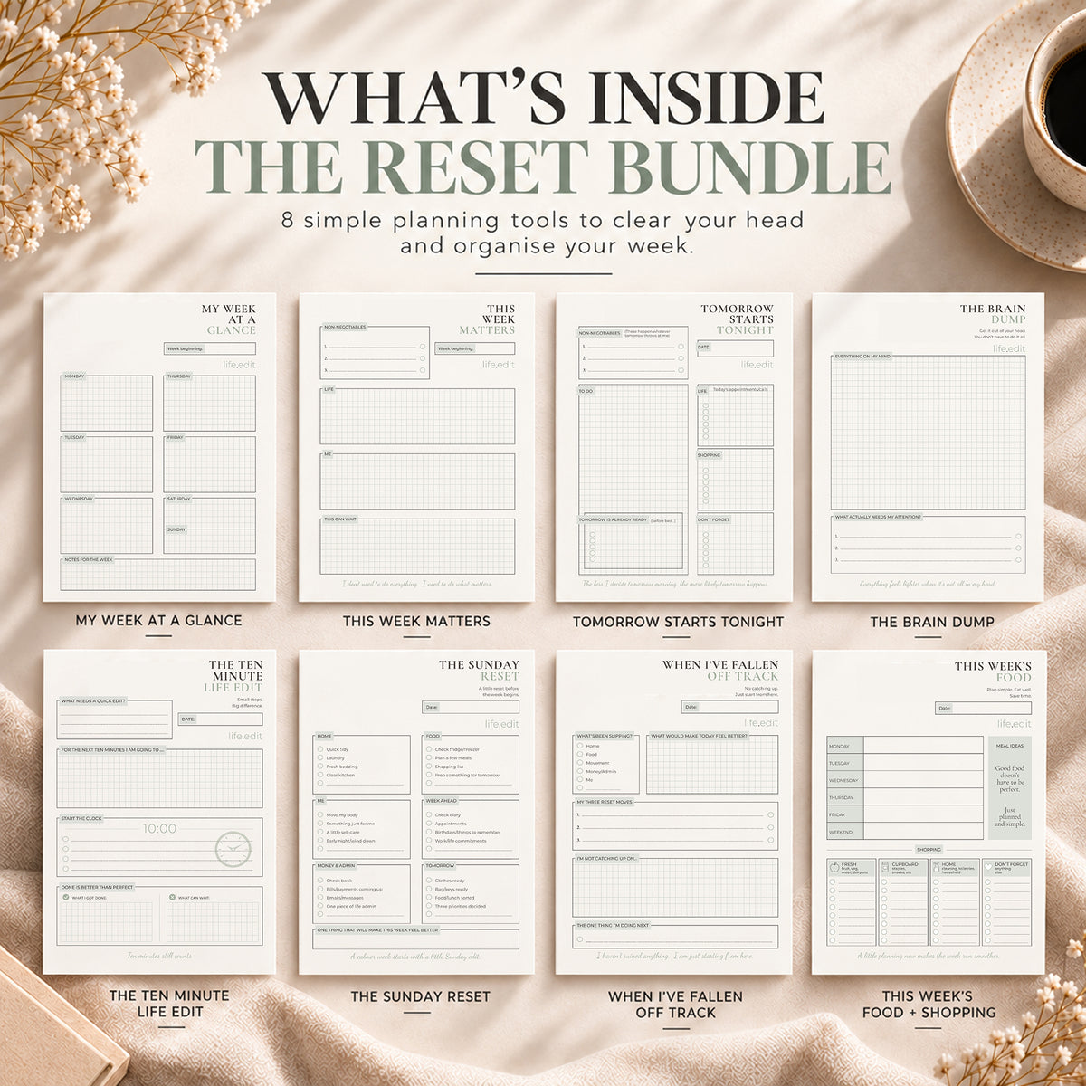 The Life Edit Reset Bundle | Printable & Interactive PDFs