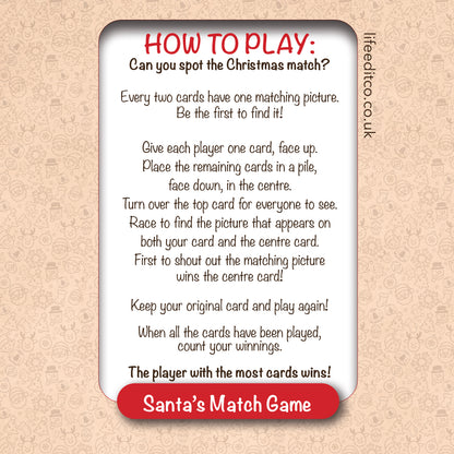 Santa's Match Game | Christmas Matching Card Game | Instant PDF Download